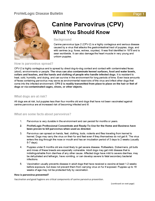 ProVetLogic Hot Zone Bulletin Canine Parvovirus