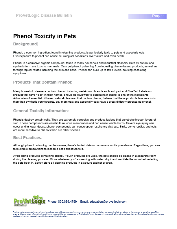 Phenol Toxicity in Pets