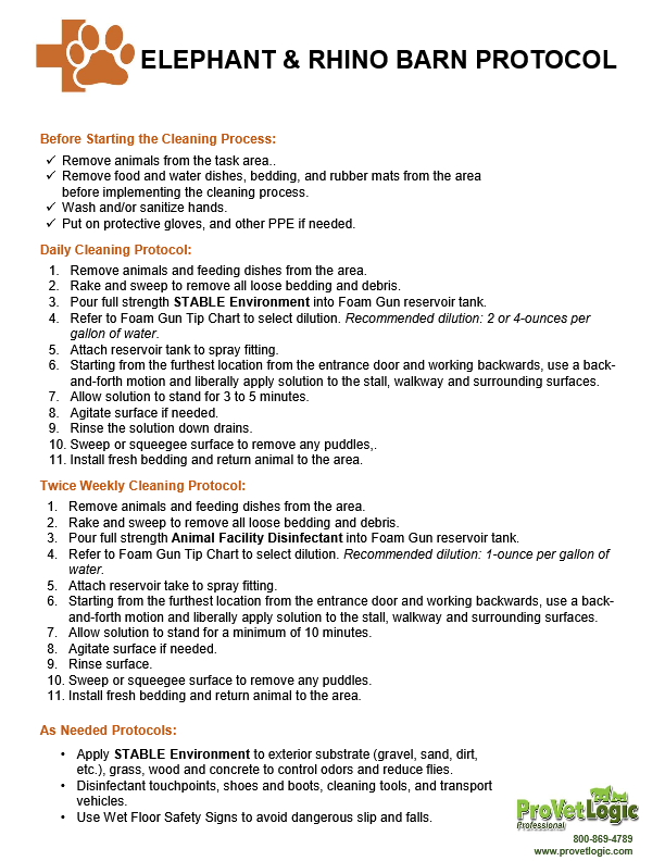 ProVetLogic Elephant & Rhino Barn Protocol